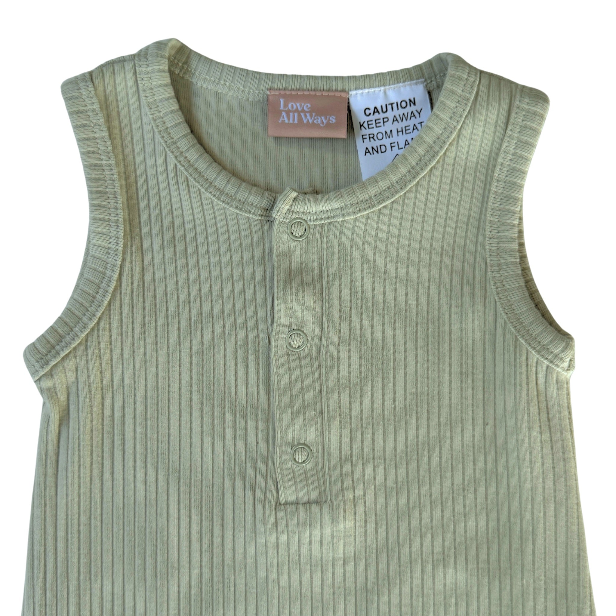 Soft sage baby onesie organic cotton ribbed texture summer newborn outfit