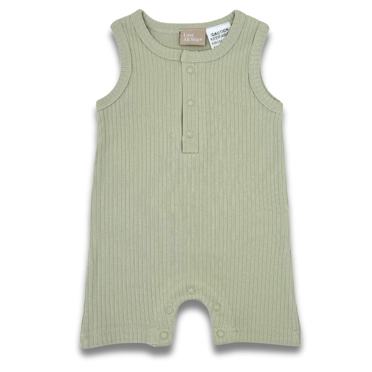 Organic Cotton Sleeveless Ribbed Onesie - Soft Sage