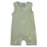 Organic cotton sleeveless ribbed onesie soft sage gender neutral newborn clothing