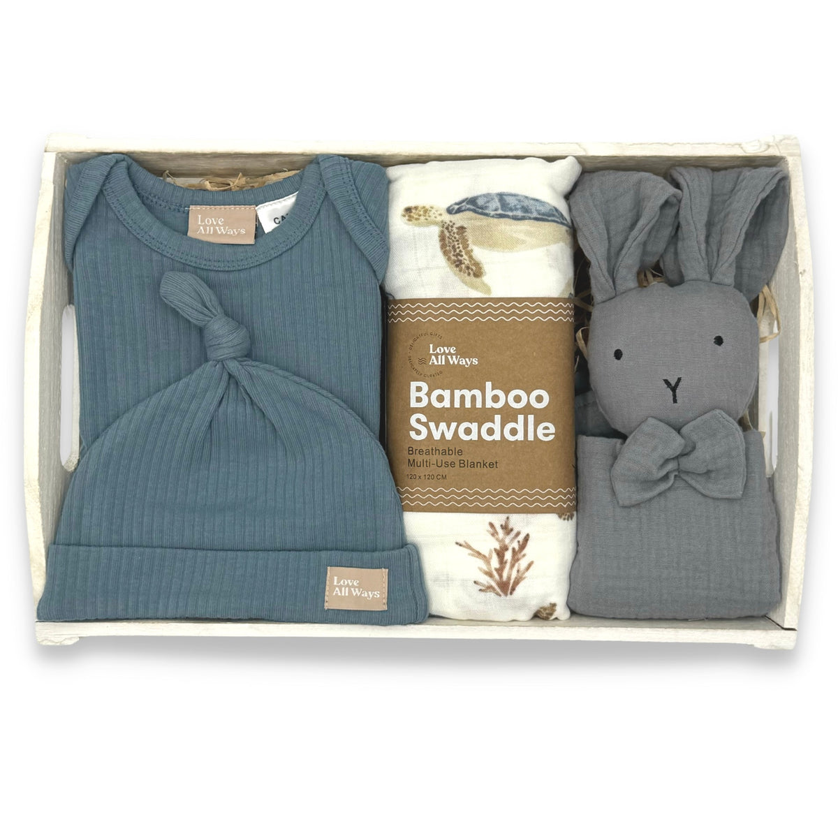 Romper and Bunny Baby Gift Hamper - Blue Steel