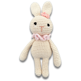 Rosy Rabbit Crocheted Teddy with Rattle