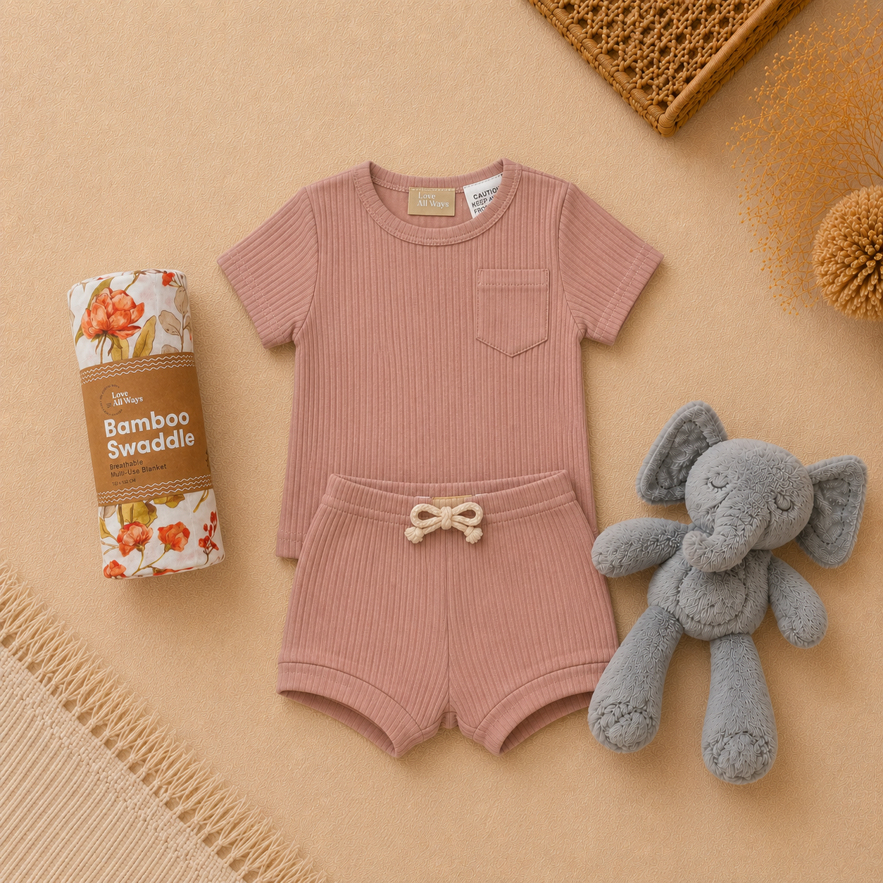 Elephant Classic Organic Baby Girl Gift Hamper