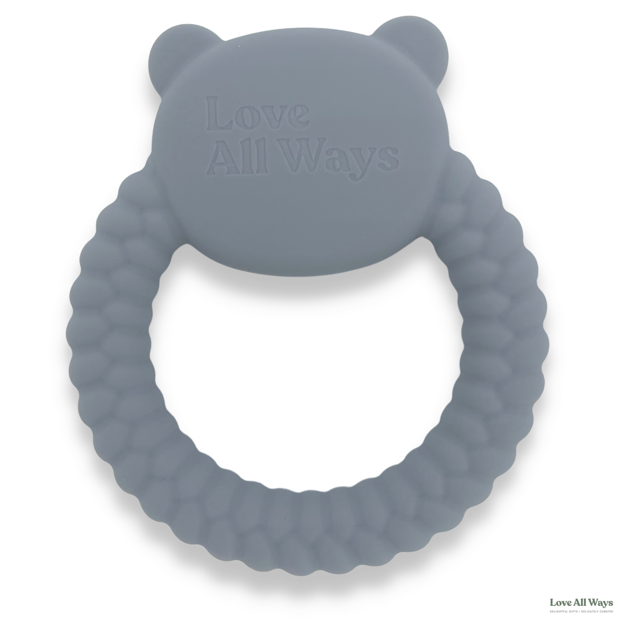 Braided Teddy Silicone Teether - Cloud Grey