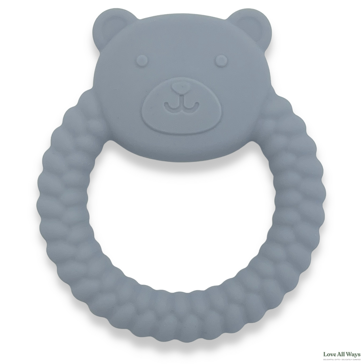 Braided Teddy Silicone Teether - Cloud Grey