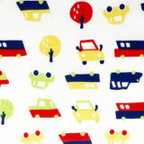 Love All Ways 100% Cotton Bandana Adjustable Bib - Bright Cars close up with cool details