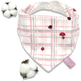 Love All Ways 100% Cotton Bandana Adjustable Bib - Pink Lady Bug and cute mushrooms perfect for babies.
