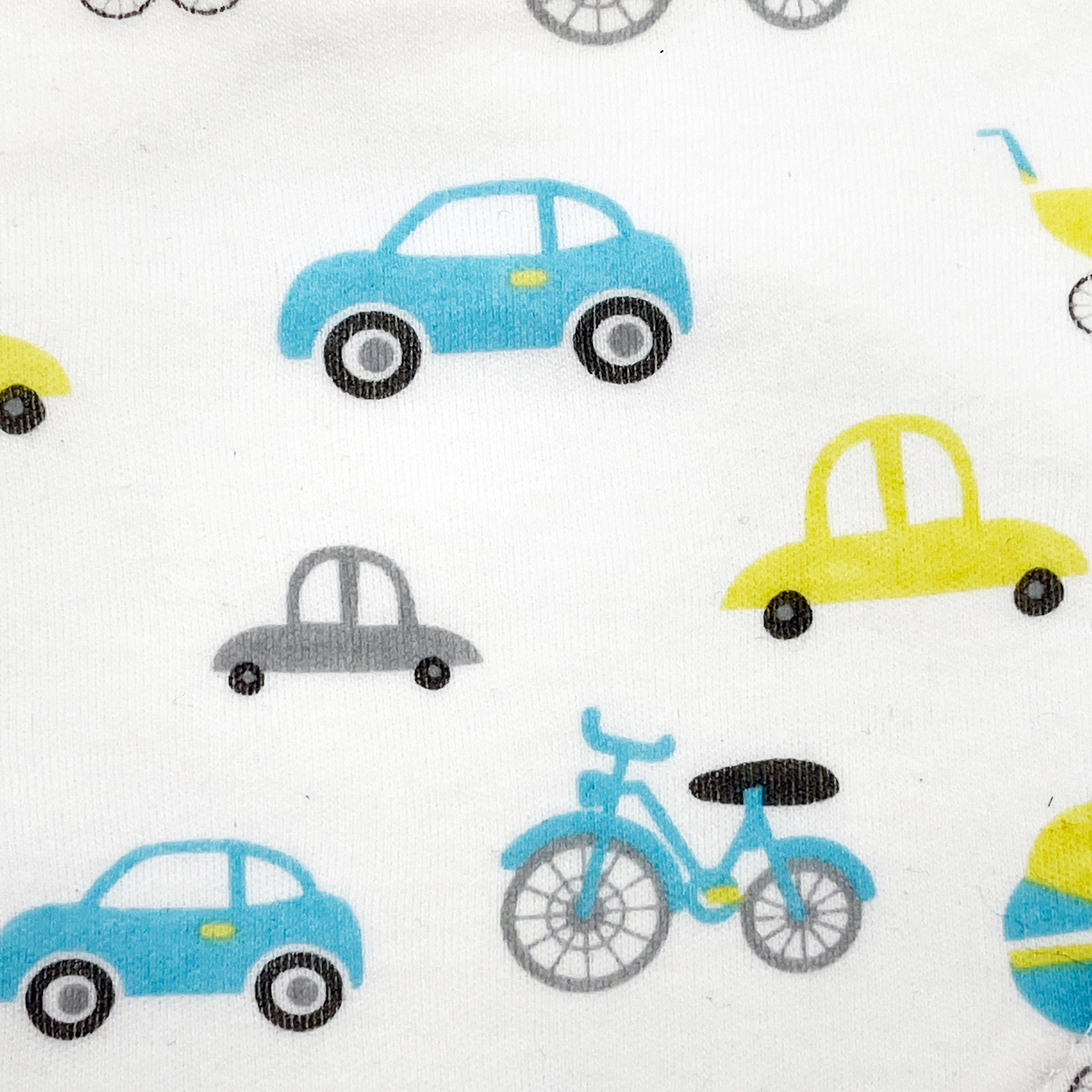 Love All Ways 100% Cotton Bandana Adjustable Bib - Wheels close up showing off the wheels design 