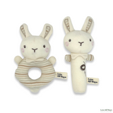 Love All Ways 100% GOTS Certified Organic Cotton Baby Rattle Set - Rosy Rabbits
