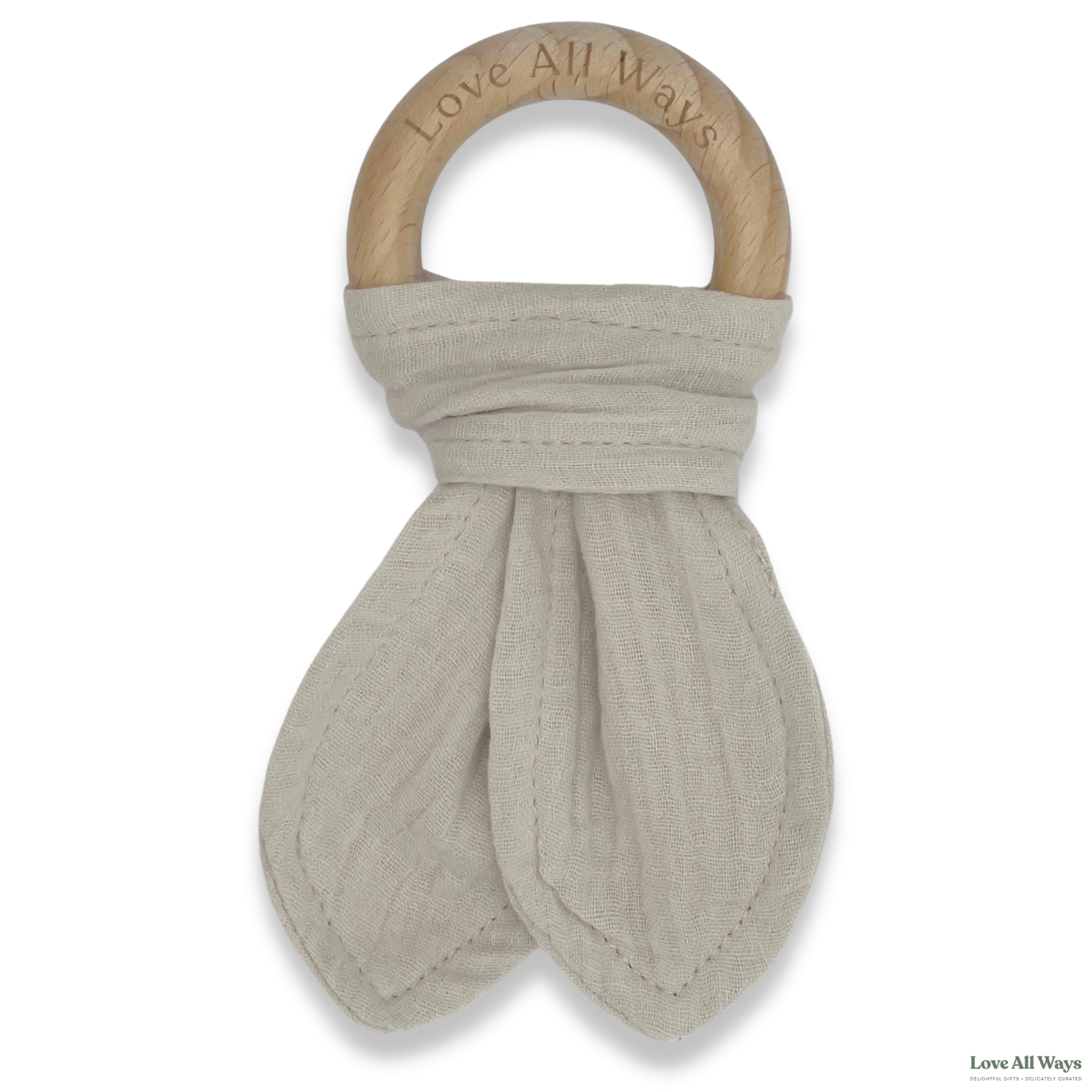 Love All Ways Beechwood Organic Cotton Teether - SOFT BEIGE