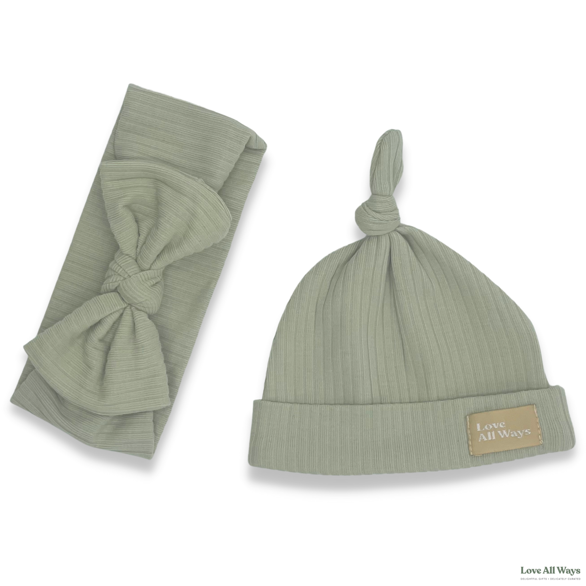 Love All Ways Beanie and Headband - Soft Sage