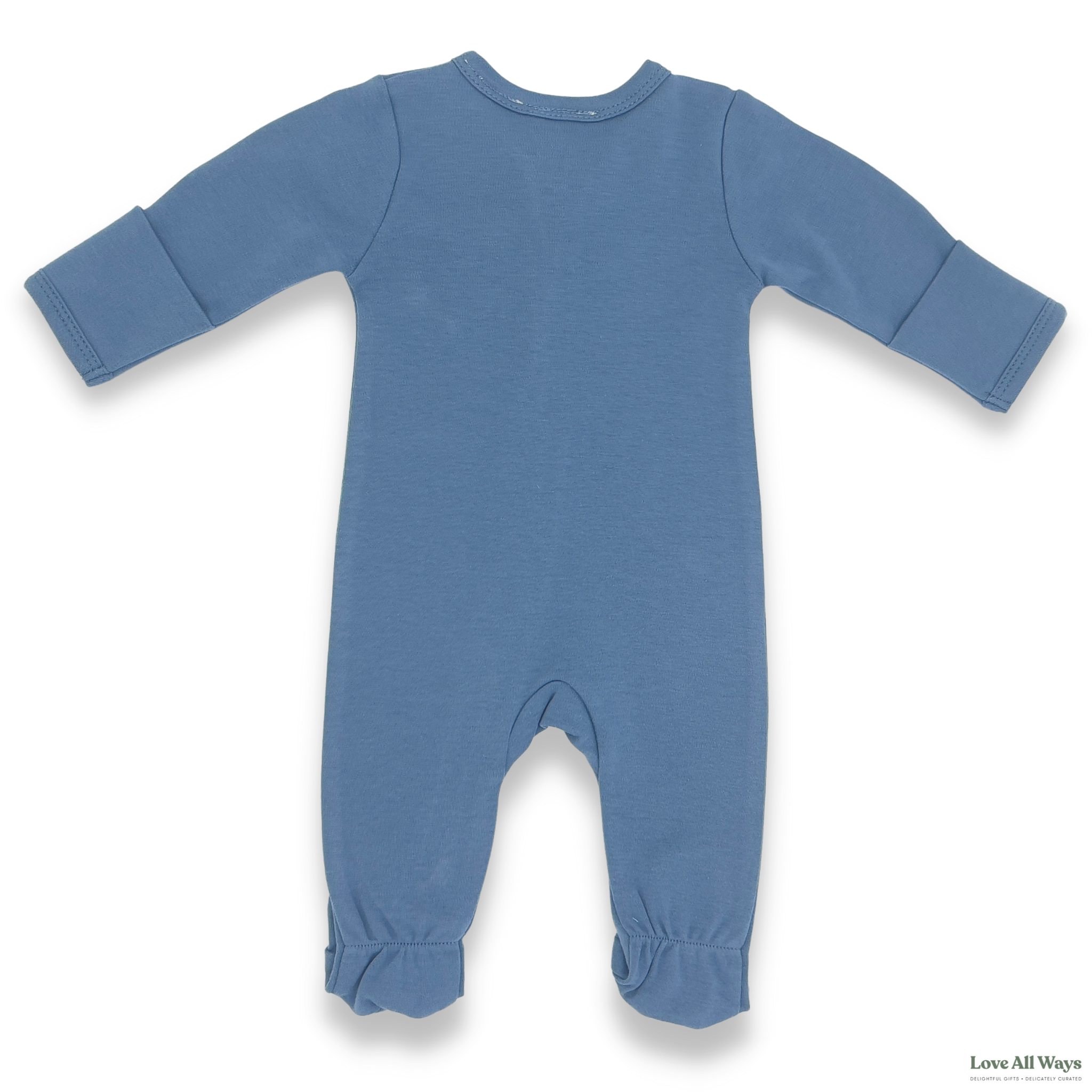 100% Organic Cotton Jersey 2 Way Zipper Romper - Blue Steel