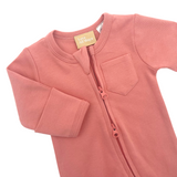 Love All Ways 100% Organic Cotton Jersey 2 Way Zipper Romper - Rose Pink