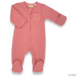 100% Organic Cotton Jersey 2 Way Zipper Romper - Rose Pink