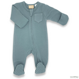 100% Organic Cotton Jersey 2 Way Zipper Romper - Sea Foam Green