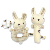 Love All Ways 100% GOTS Certified Organic Cotton Baby Rattle Set - Rosy Rabbits