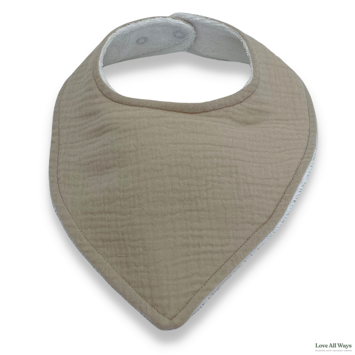 Love All Ways 100% Organic Cotton Bandana Bib - Soft Beige