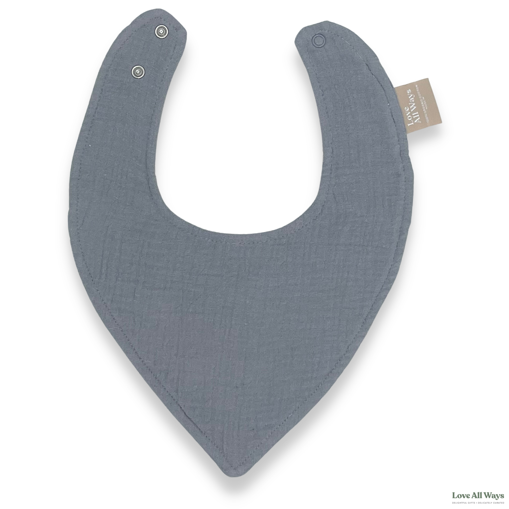 Love All Ways 100% Organic Cotton Bandana Bib - Steel Grey