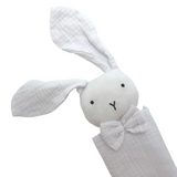 Love All Ways Organic Cotton Bunny Comforter - Pure Whiteface close up
