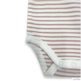 Organic Cotton Long Sleeve Nautical Stripe Bodysuit - Champagne Pink