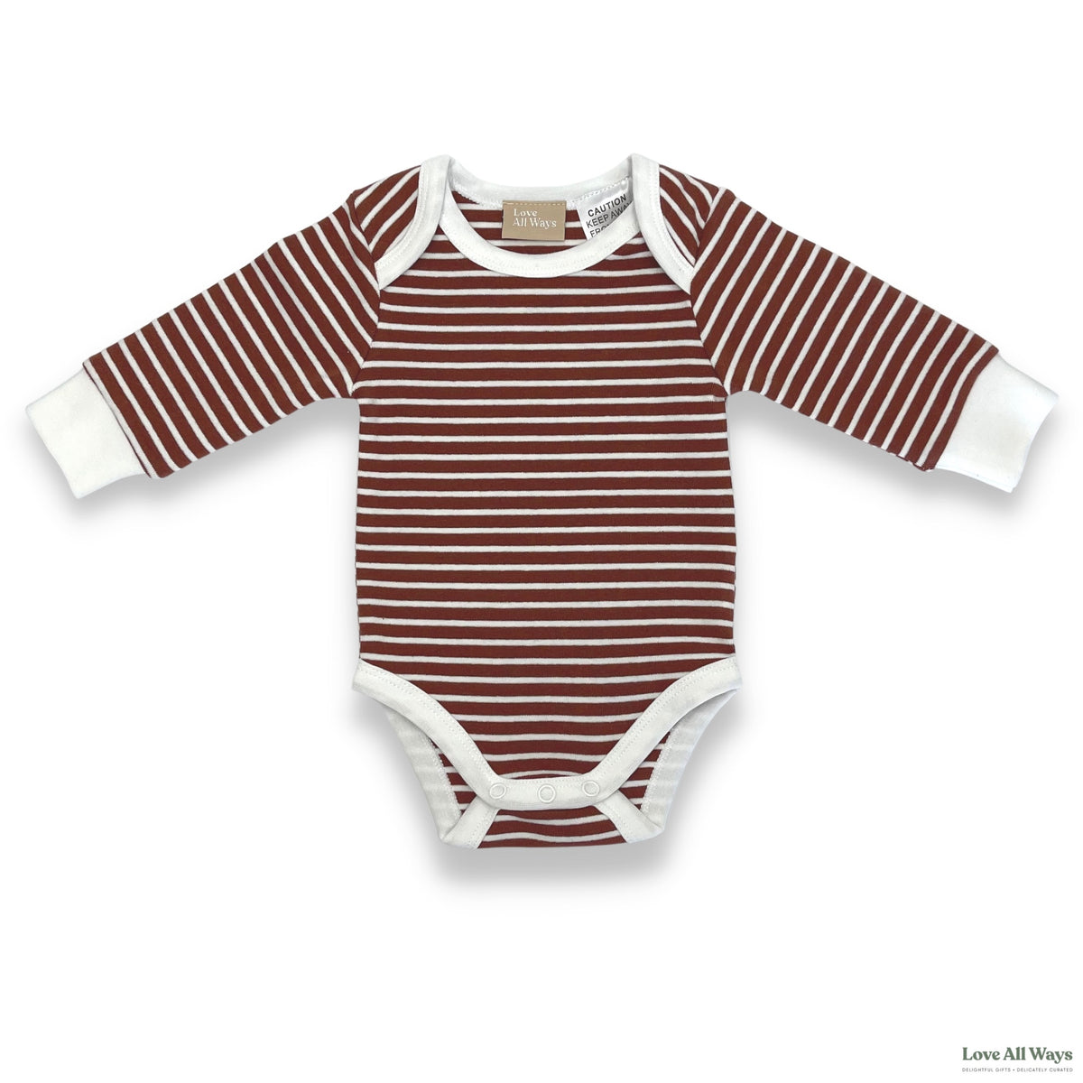 Organic Cotton Long Sleeve Nautical Stripe Bodysuit - Vintage Brown