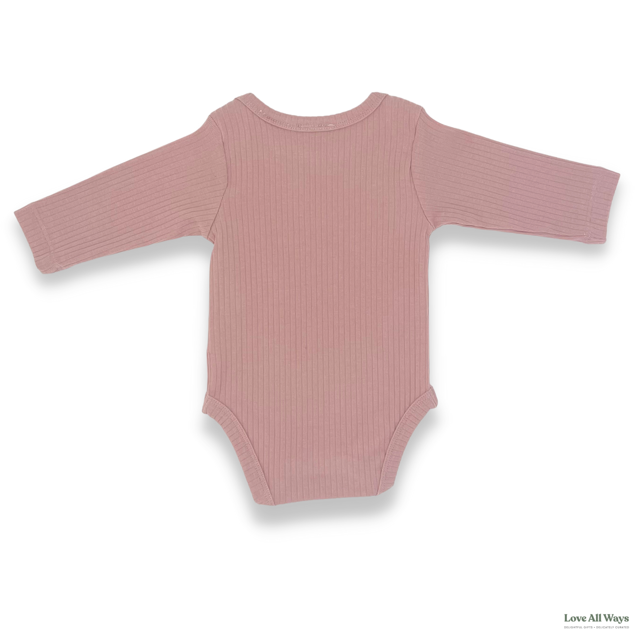 Organic Cotton Long Sleeve Ribbed Romper - Champagne Pink