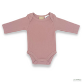 Organic Cotton Long Sleeve Ribbed Romper - Champagne Pink