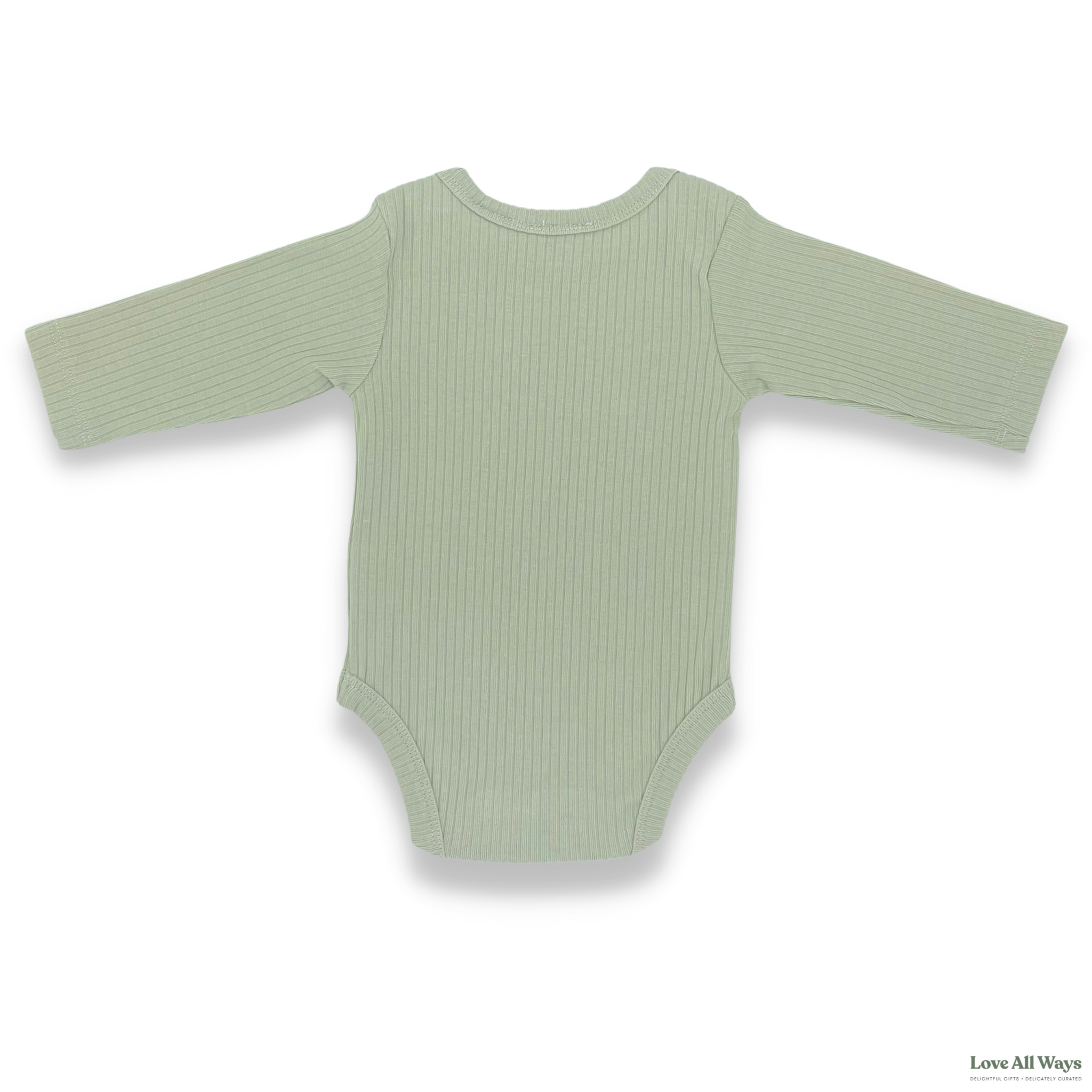 Organic Cotton Long Sleeve Ribbed Romper - Soft Sage