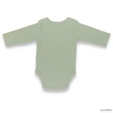 Organic Cotton Long Sleeve Ribbed Romper - Soft Sage