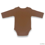 Organic Cotton Long Sleeve Ribbed Romper - Warm Caramel