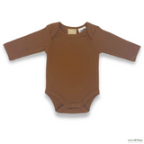 Organic Cotton Long Sleeve Ribbed Romper - Warm Caramel