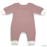 Organic Cotton Pin Stripe Romper - Champagne Pink