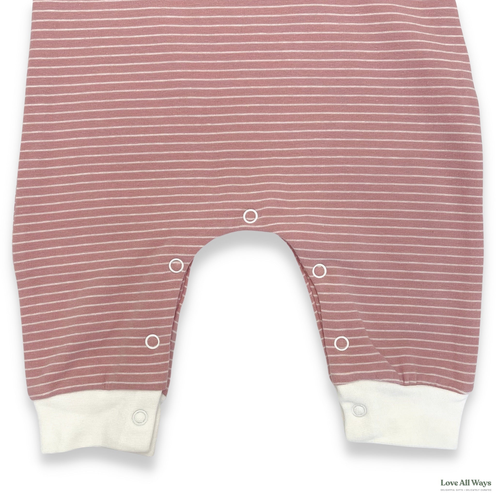 Organic Cotton Pin Stripe Romper - Champagne Pink