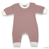 Organic Cotton Pin Stripe Romper - Champagne Pink