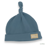Organic Cotton Ribbed Knit Adjustable Beanie - Blue Steel