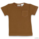 Organic Cotton Short Sleeve Ribbed Lounge Set - Iced Latte