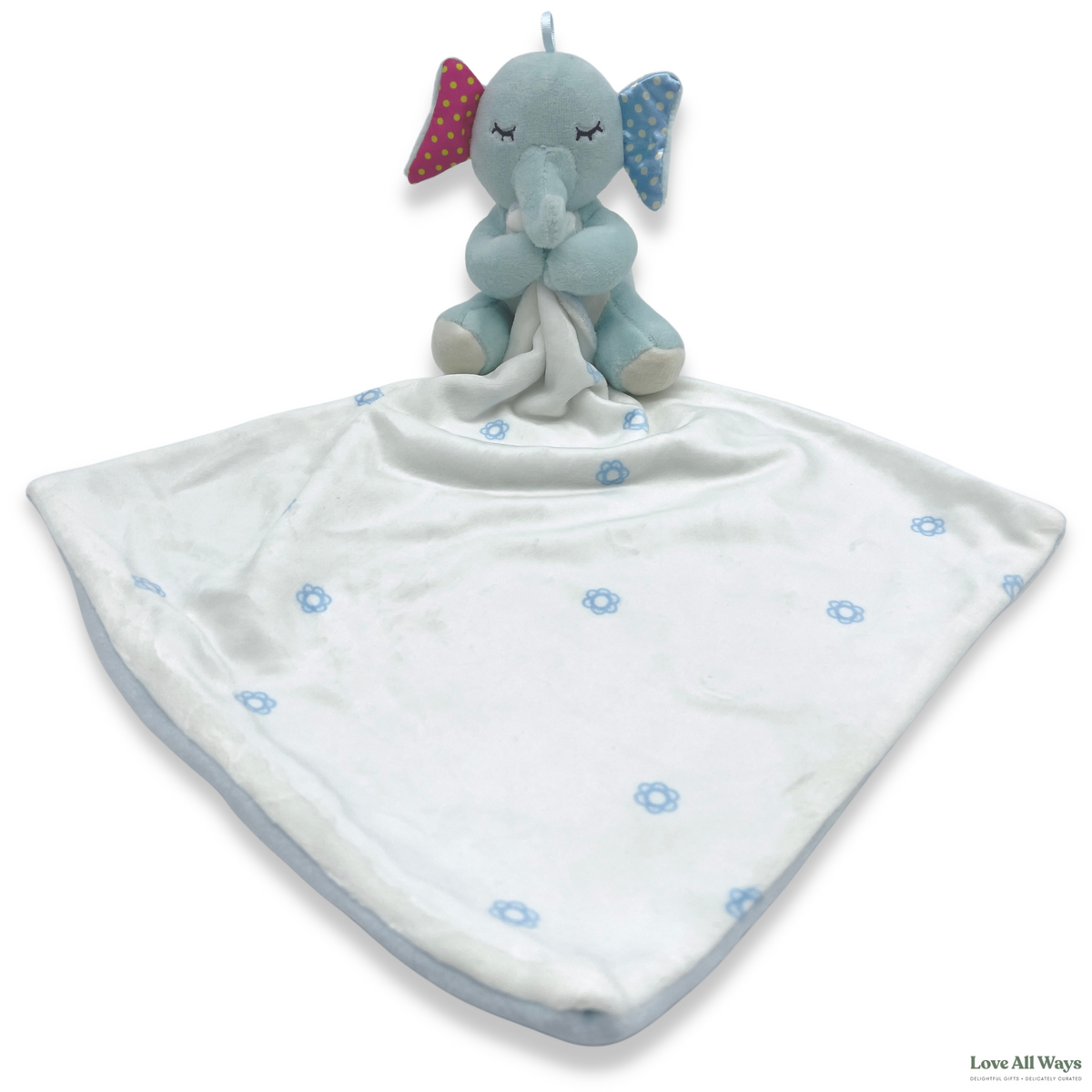 Love All Ways Soft Plush Security Blanket - Blue Elephant